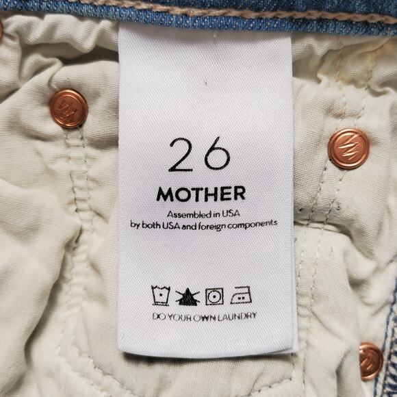 Mother The Insider Crop Step Fray Denim Jeans Shoot To Thrill Wash Blue Size 26 - Picture 10 of 10